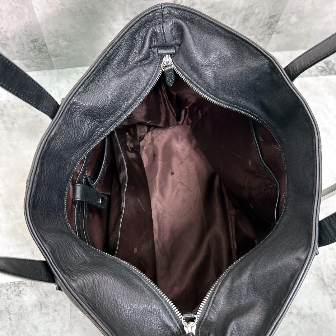 TAKEO KIKUCHI タケオキクチ トートバッグ 大容量 本革 ブラック