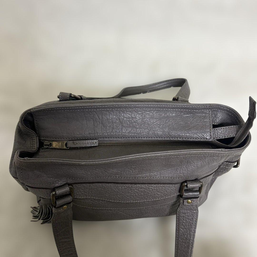 BURBERRY BLUE LABEL トートバッグ グレー　レザー ロゴ