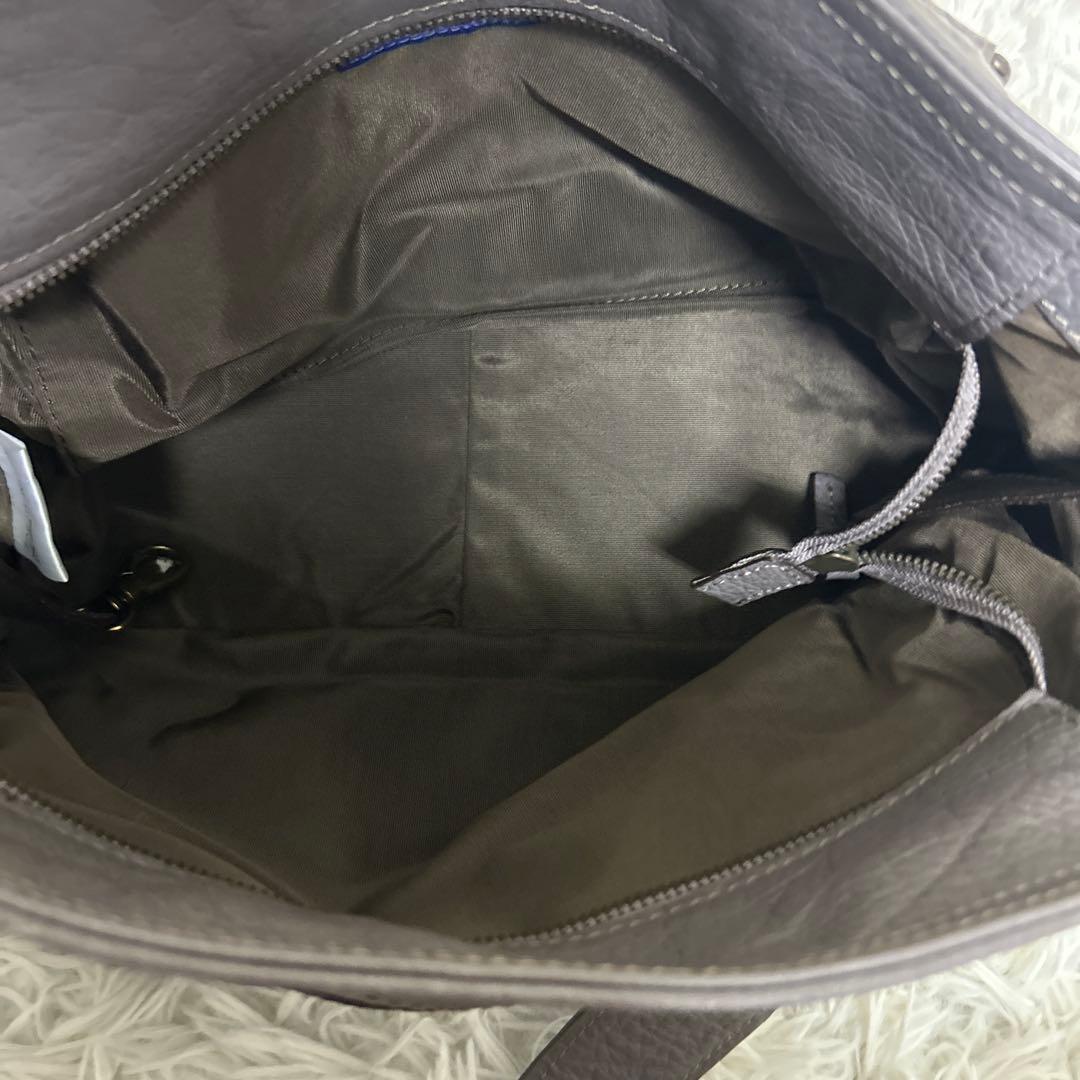 BURBERRY BLUE LABEL トートバッグ グレー　レザー ロゴ
