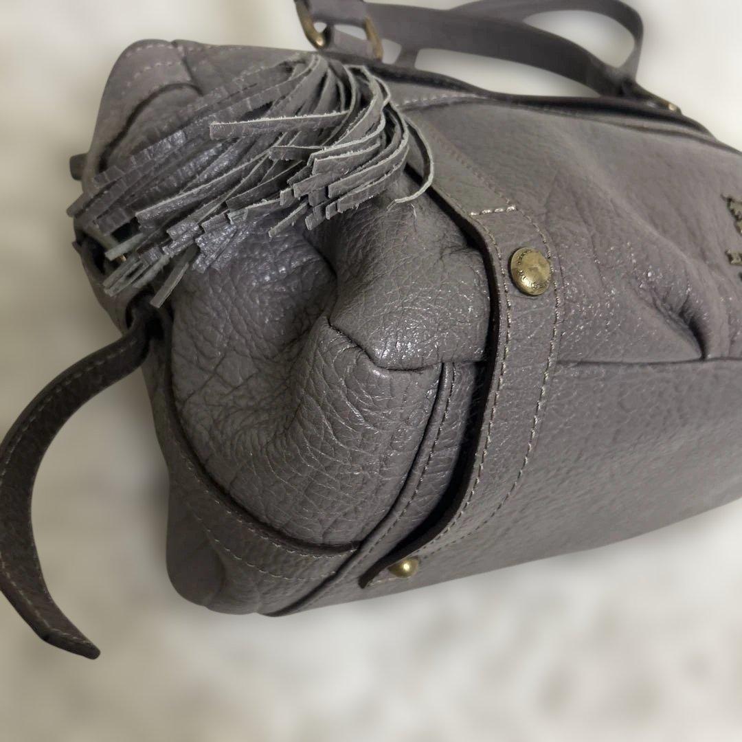 BURBERRY BLUE LABEL トートバッグ グレー　レザー ロゴ