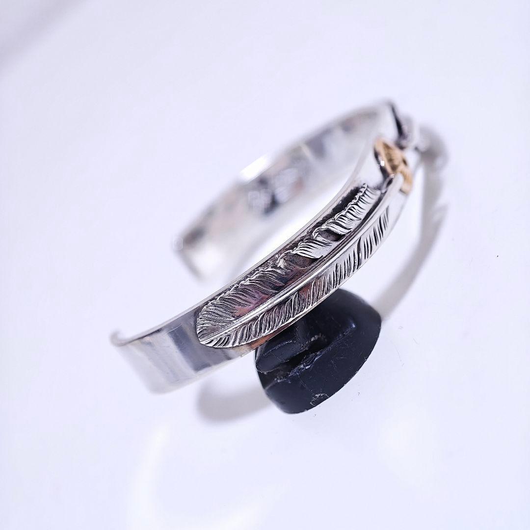 美品 アリゾナフリーダム K18 925 フェザー バングル 太陽神 羽根 銀