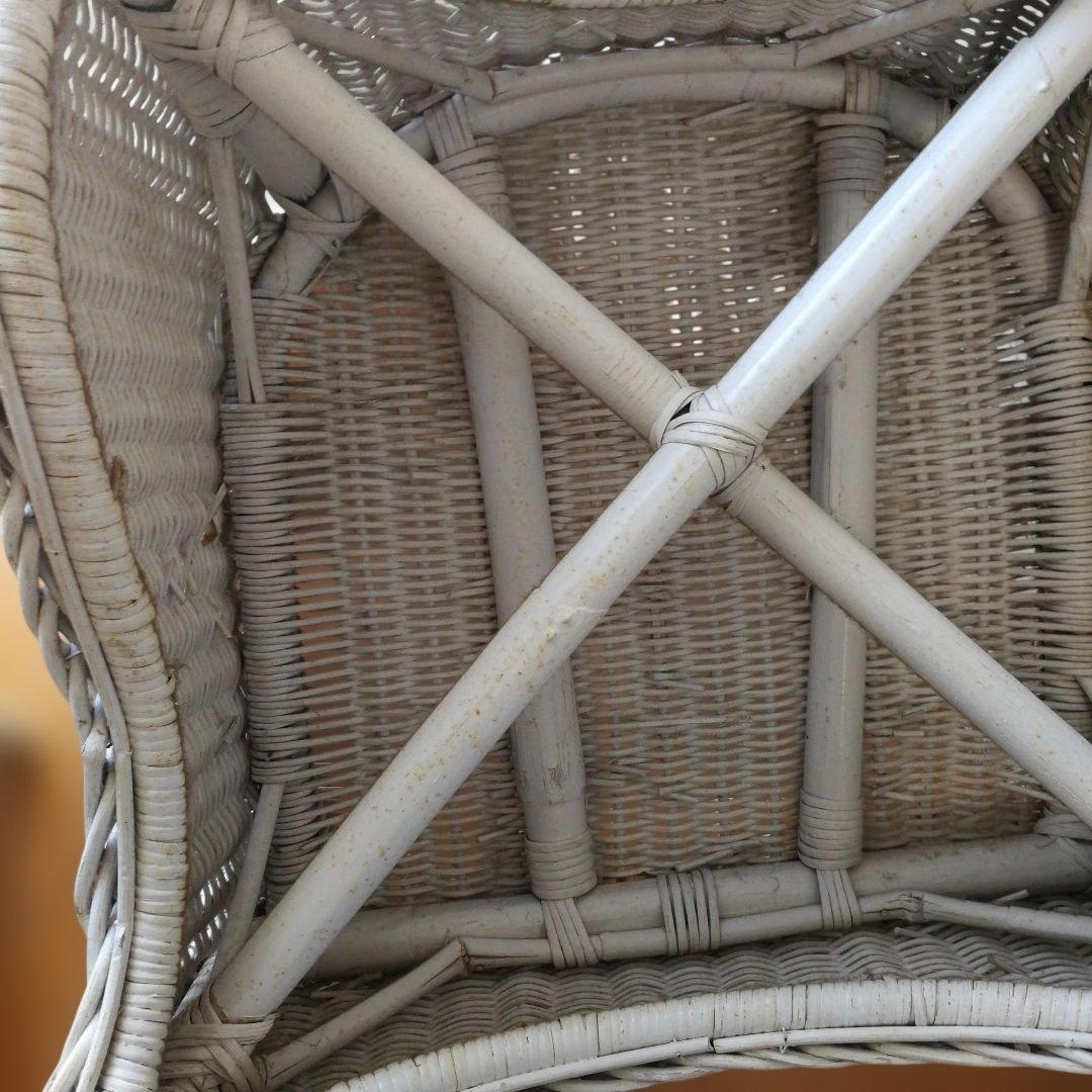 B ホワイトラタン編み込み椅子　籐家具