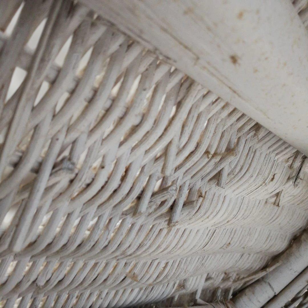 B ホワイトラタン編み込み椅子　籐家具