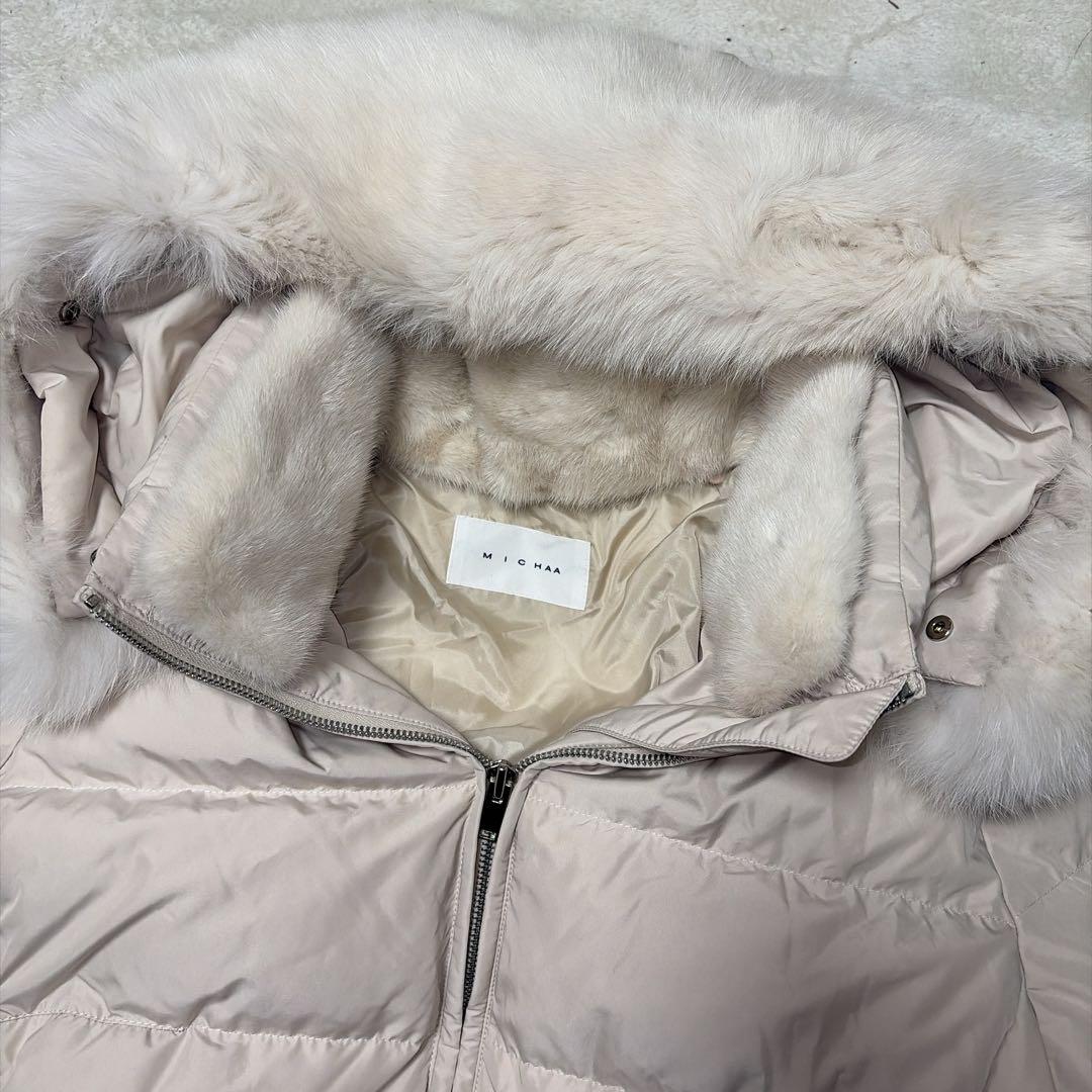 【美品】MICHAA ミシャコリア　ロングダウンジャケット　白　ミンク