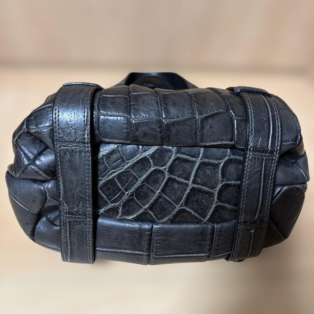 Takechi タケチ マットクロコ 本ワニ革 クロコダイルレザー ハンドバッグ