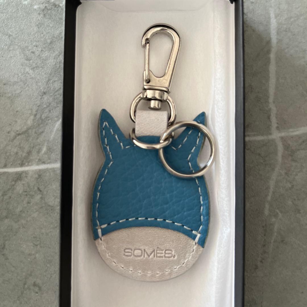 ソメスサドル レザーキーホルダー　馬メンコ　ブルー