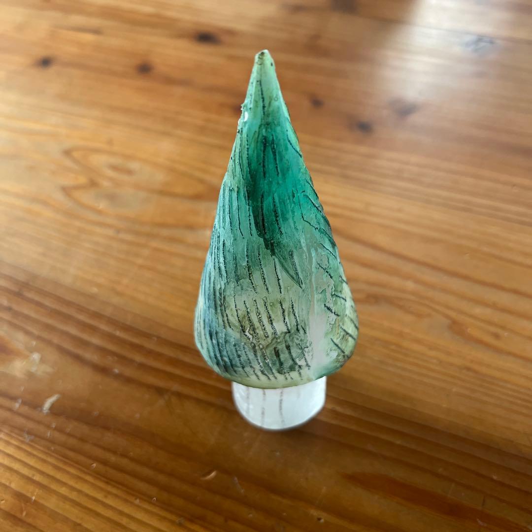 大サイズ　ガラス作家　安達知江さん　ガラスの置物　木　ツリー