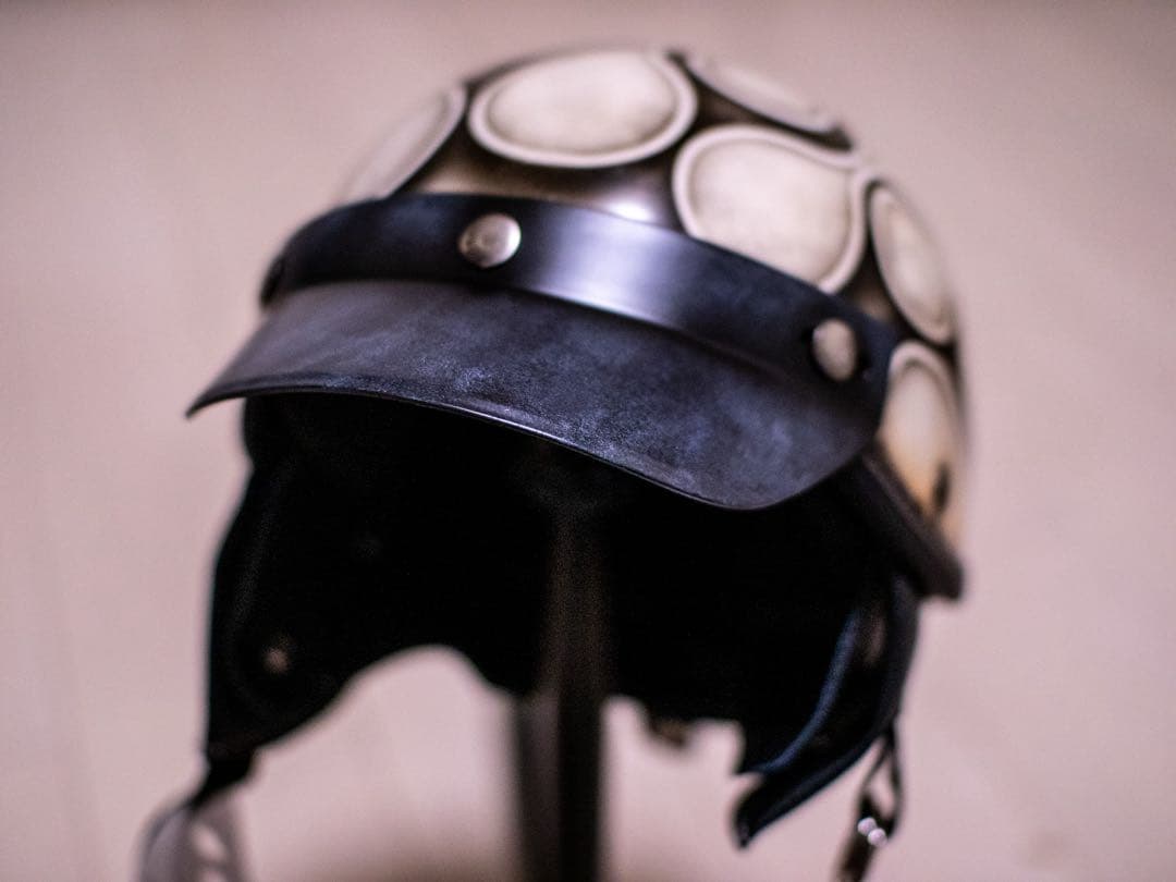 XXL 新品未使用　ポリヘル　ヘルメット バイク　アイボリーエイジング黒フレア