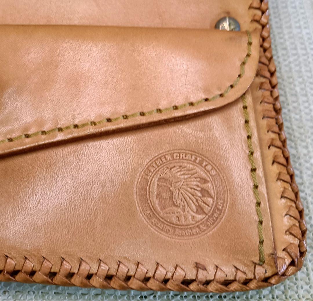 レザークラフト優 パイソン透かし カービング ライダースウォレット 長財布 本革