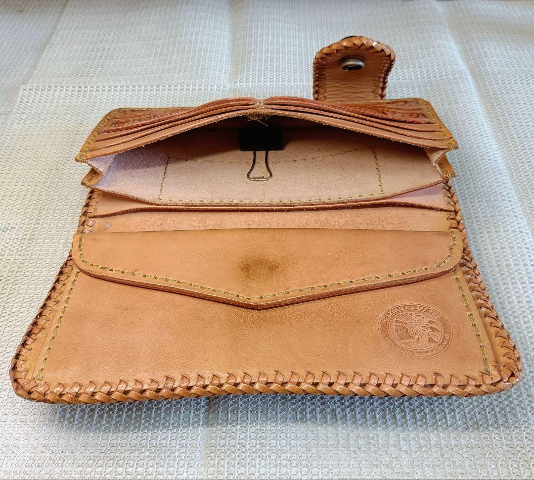 レザークラフト優 パイソン透かし カービング ライダースウォレット 長財布 本革