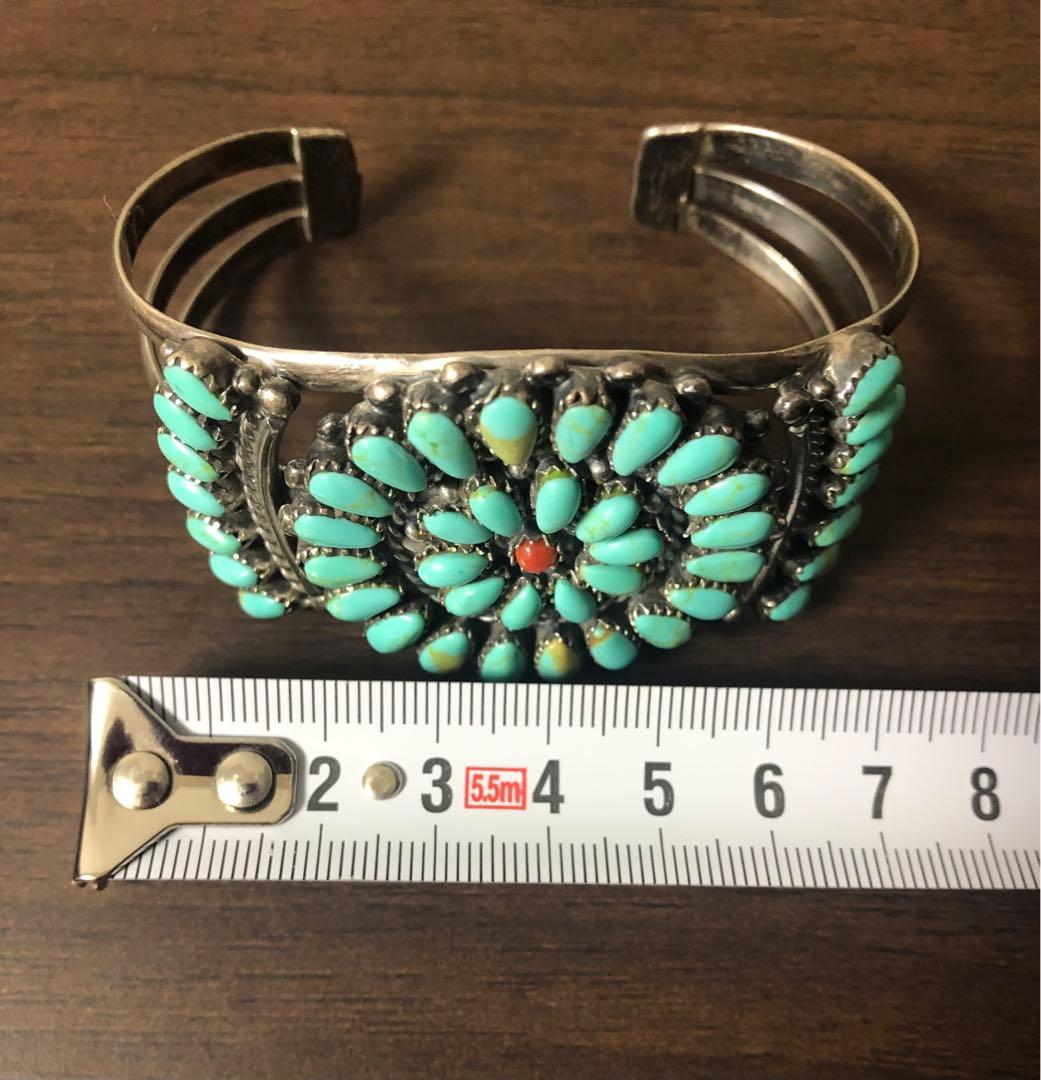 ターコイズ　インディアンジュエリー風バングル　シルバー925 ユニセックス