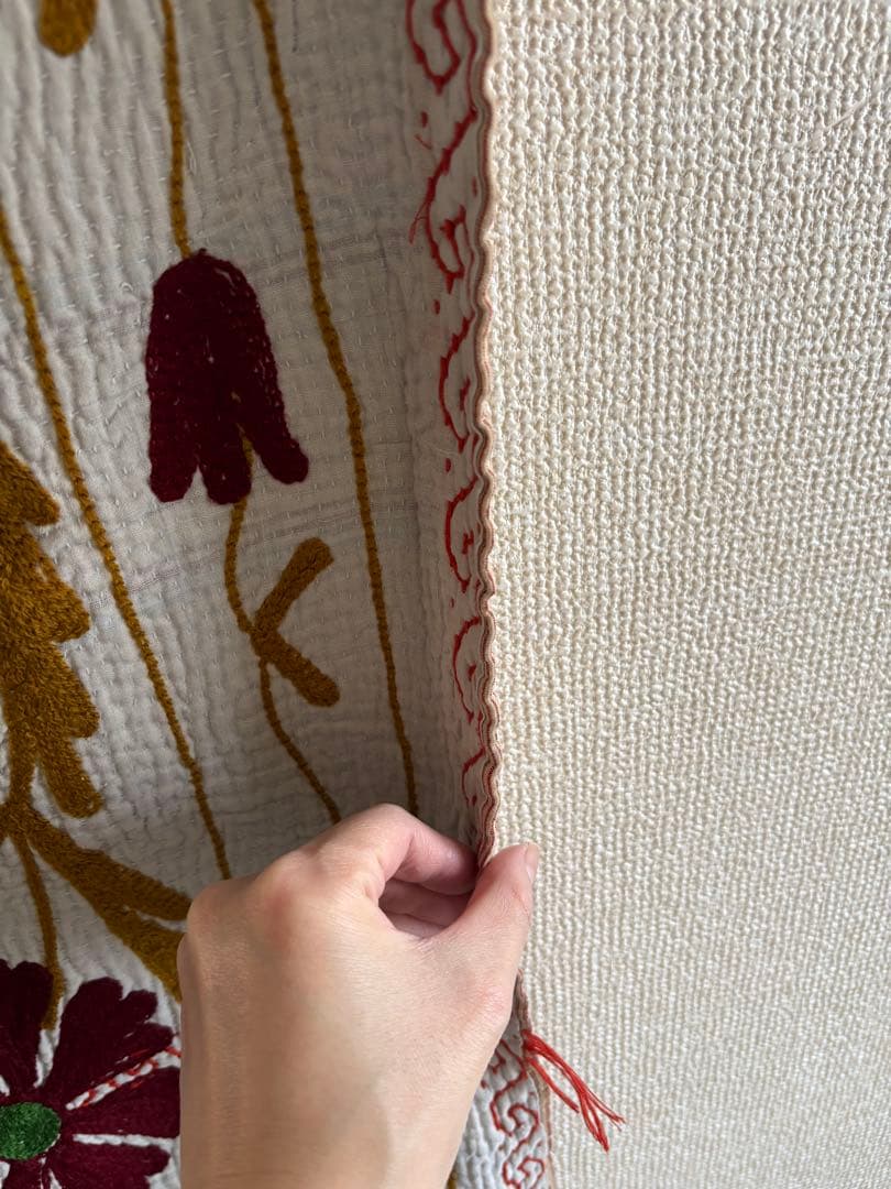 『最終価格』スザニ刺繍カンタキルト　スザニ刺繍　ヴィンテージ　インド　一点もの