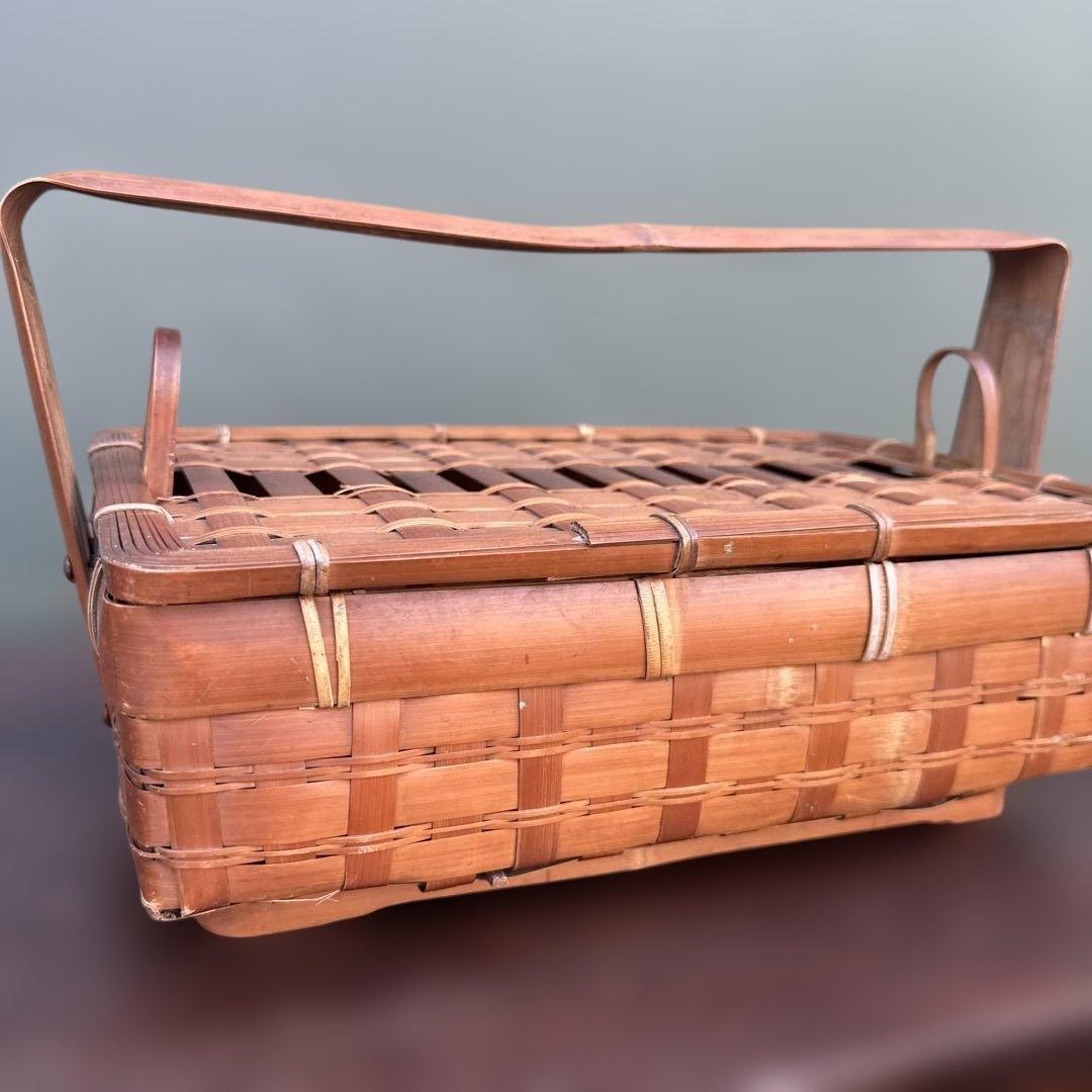 ヴィンテージ　竹バスケット 持ち手付き