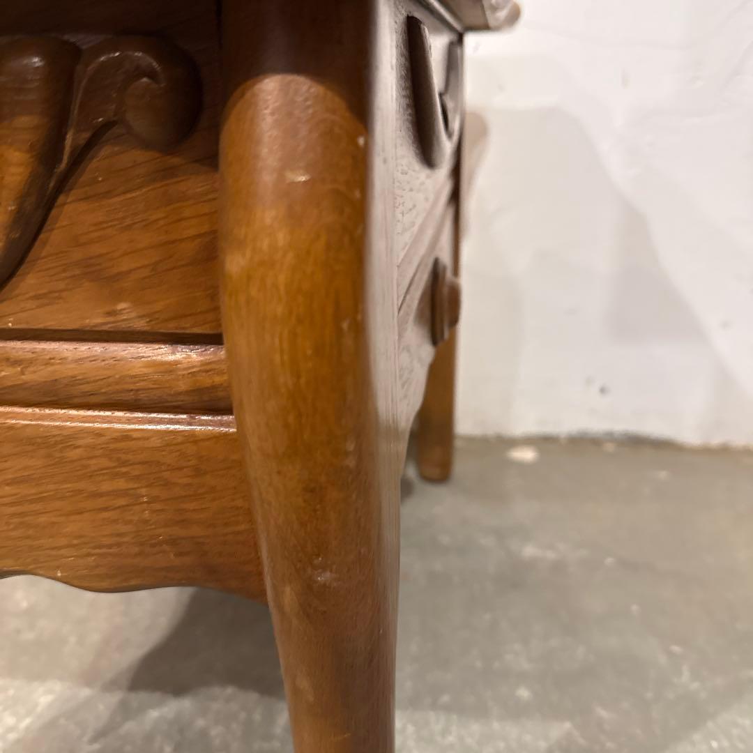 ヴィンテージ　木製サイドテーブル　収納　引き出し付き