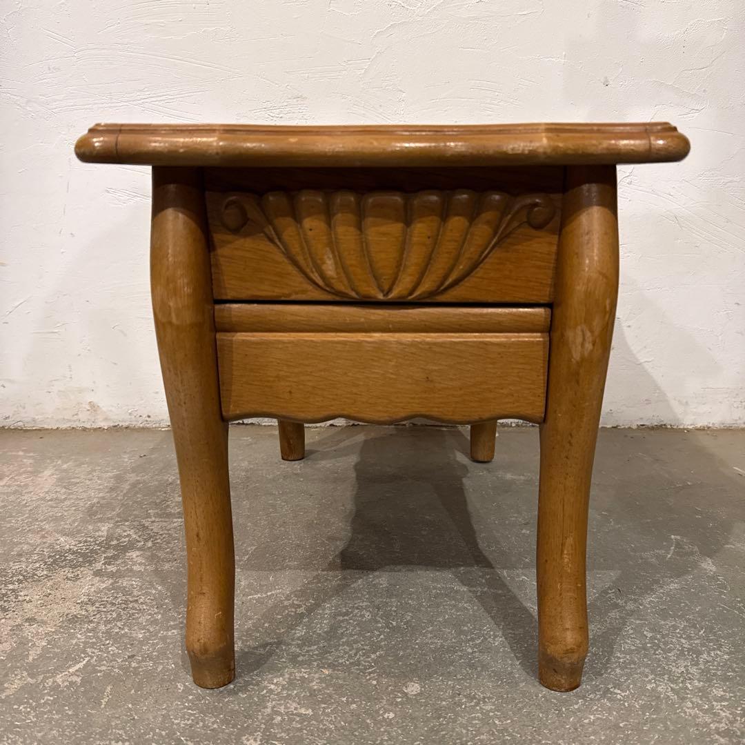 ヴィンテージ　木製サイドテーブル　収納　引き出し付き