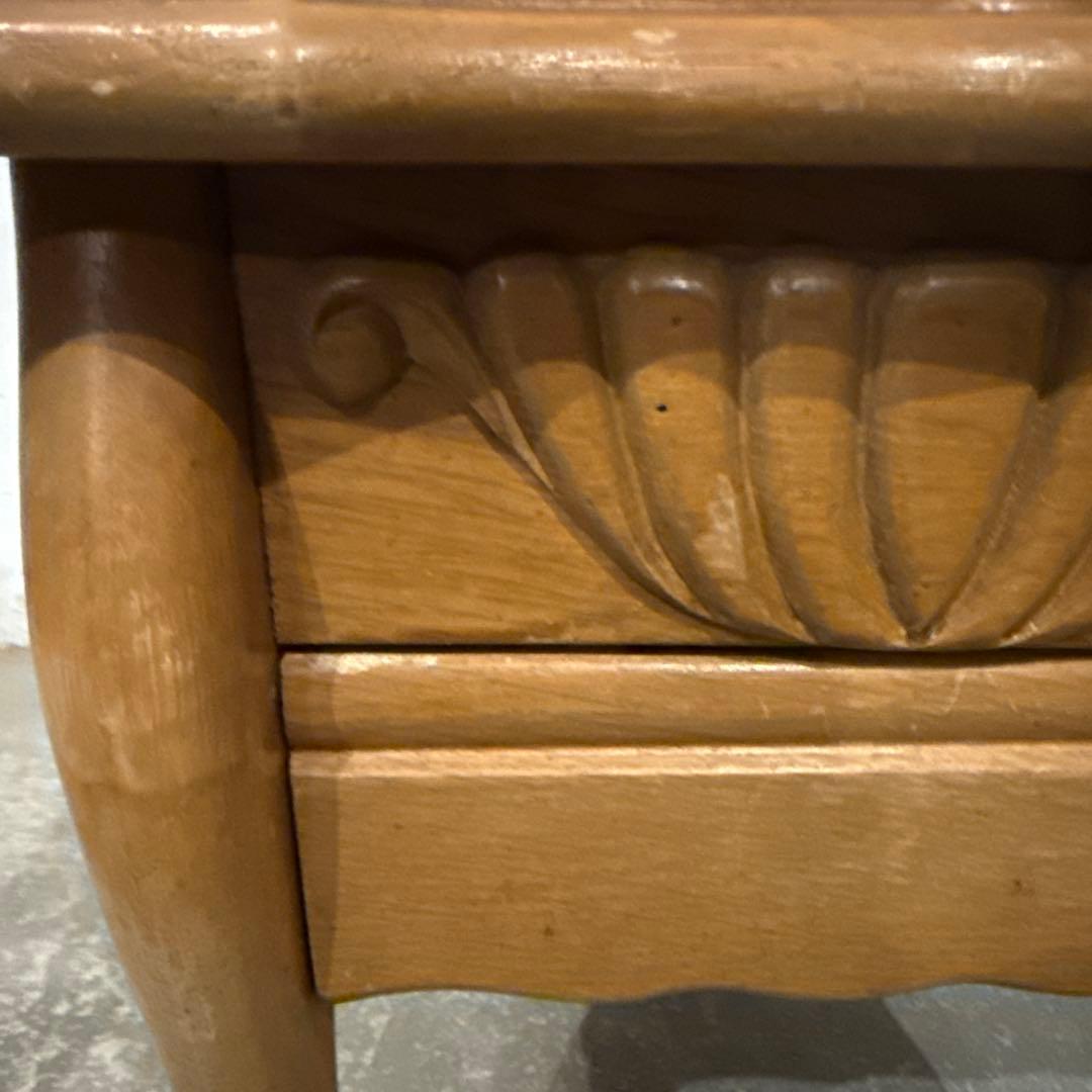 ヴィンテージ　木製サイドテーブル　収納　引き出し付き