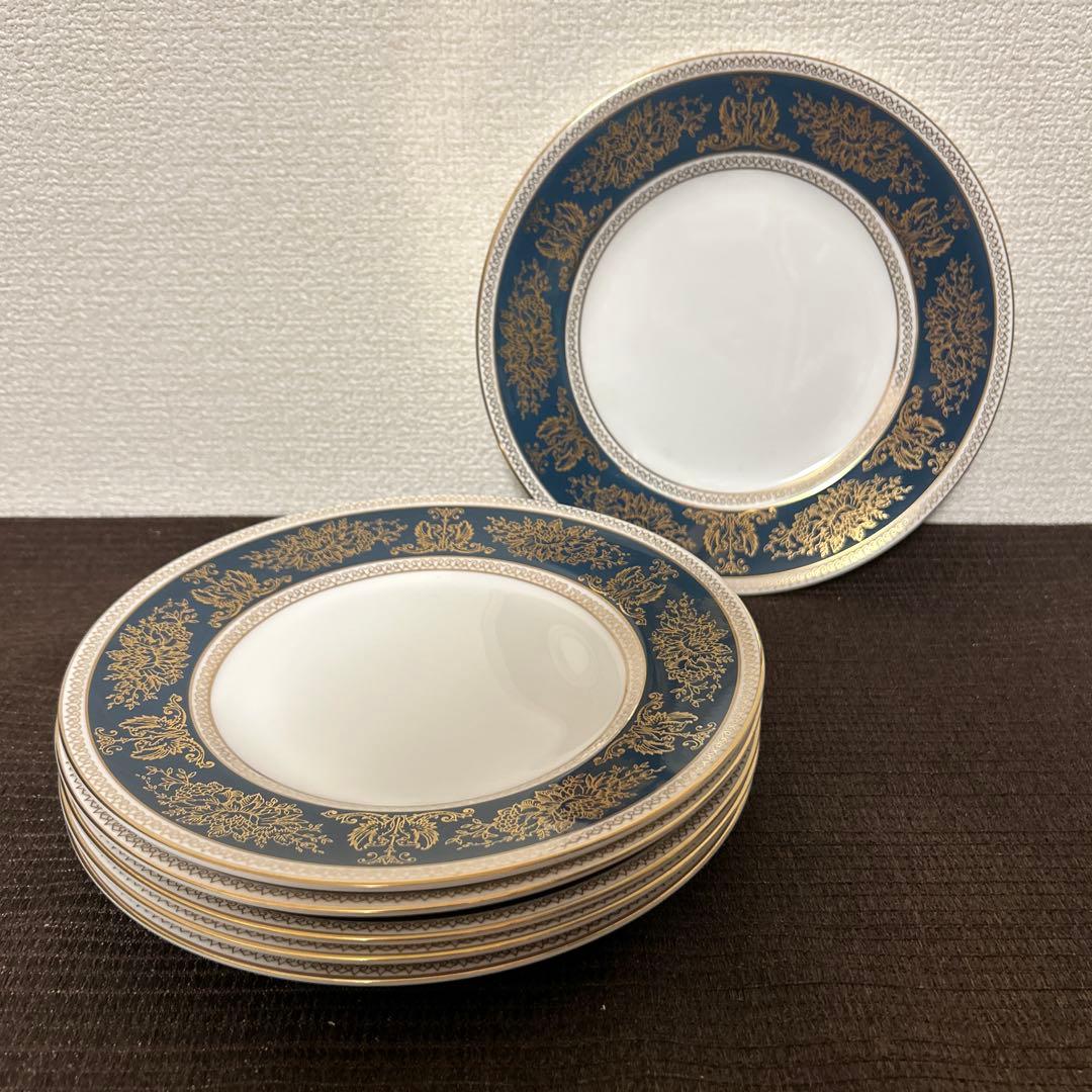 ウェッジウッド　コロンビア　ブルー&ゴールド　デザートプレート　20.5cm