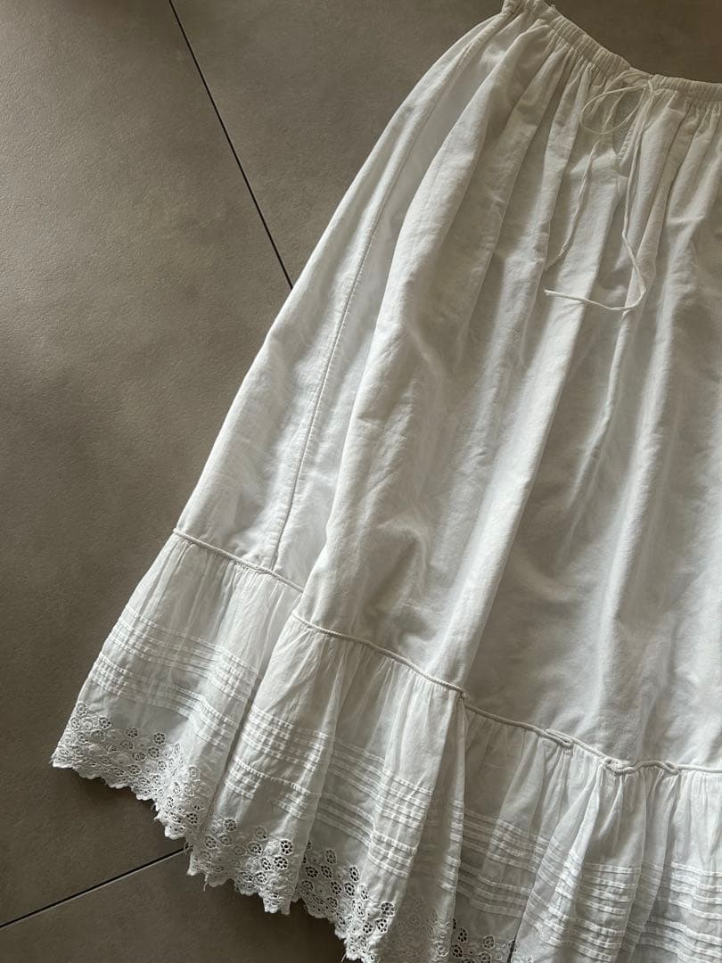 ヨーロッパ フランス ヴィンテージ レース スカート 白 チャーチ