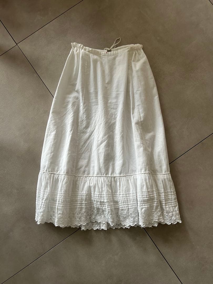 ヨーロッパ フランス ヴィンテージ レース スカート 白 チャーチ