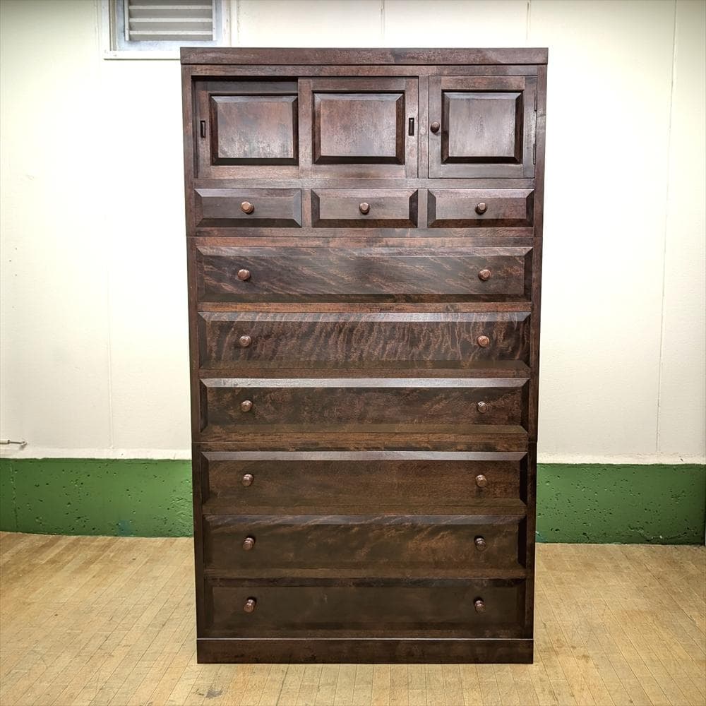 松本民芸家具　水目桜　無垢　整理箪笥　昇り箪笥　タンス　箪笥　たんす　着物箪笥