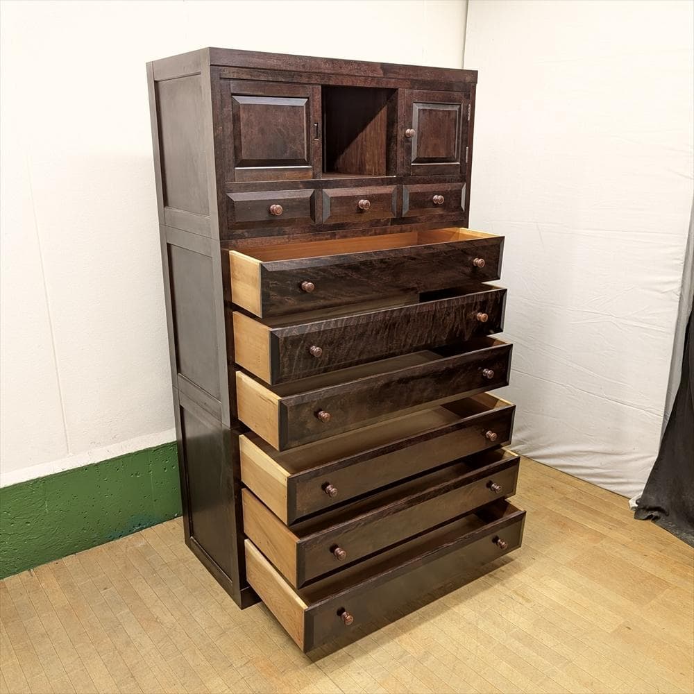 松本民芸家具　水目桜　無垢　整理箪笥　昇り箪笥　タンス　箪笥　たんす　着物箪笥