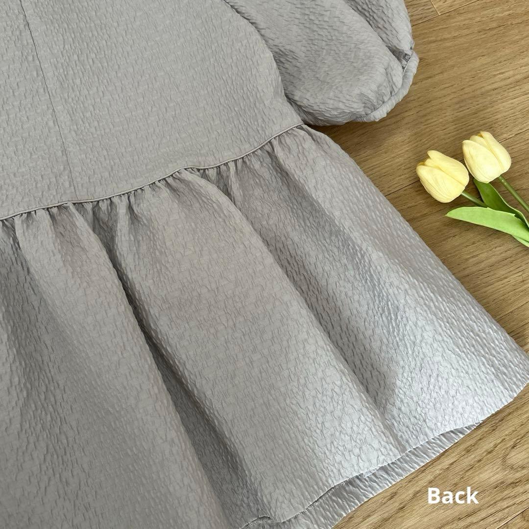 ユナイテッドアローズ　エアリージャガード5SLペプラムブラウス　36　グレー