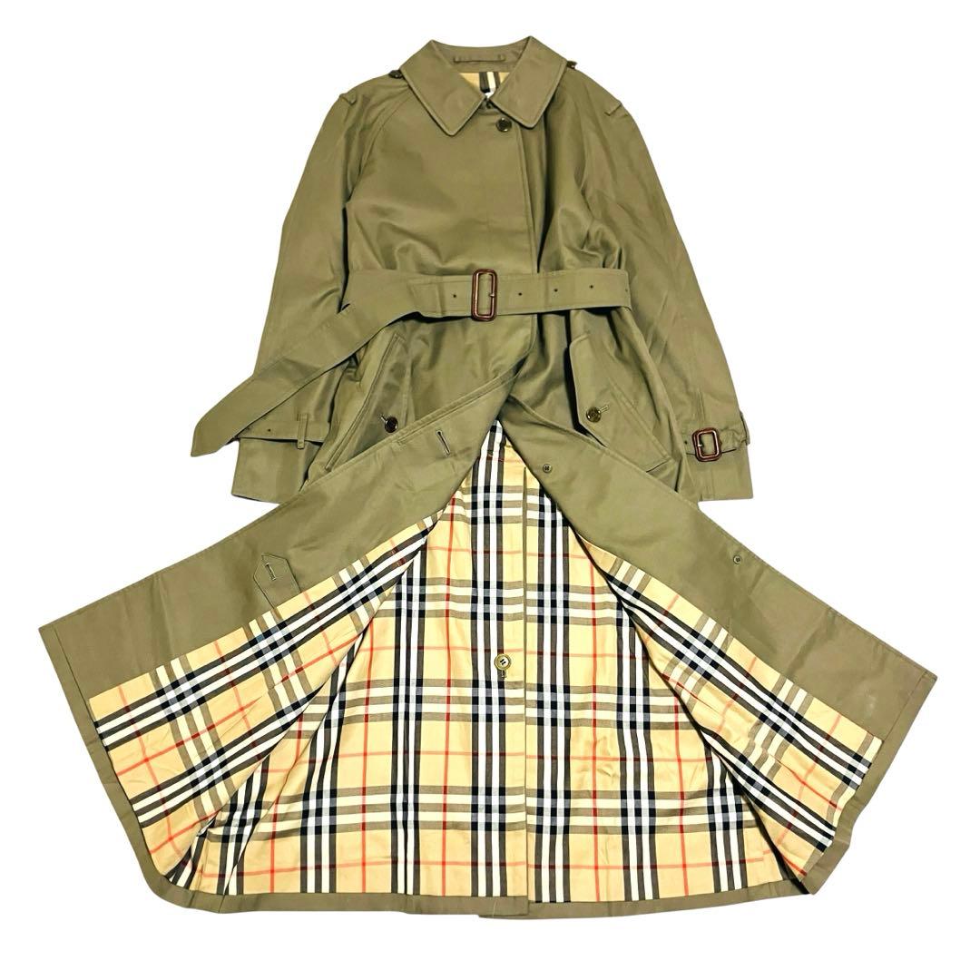 極美品✨バーバリー トレンチコート ノバチェック 玉虫色 ステンカラーコート