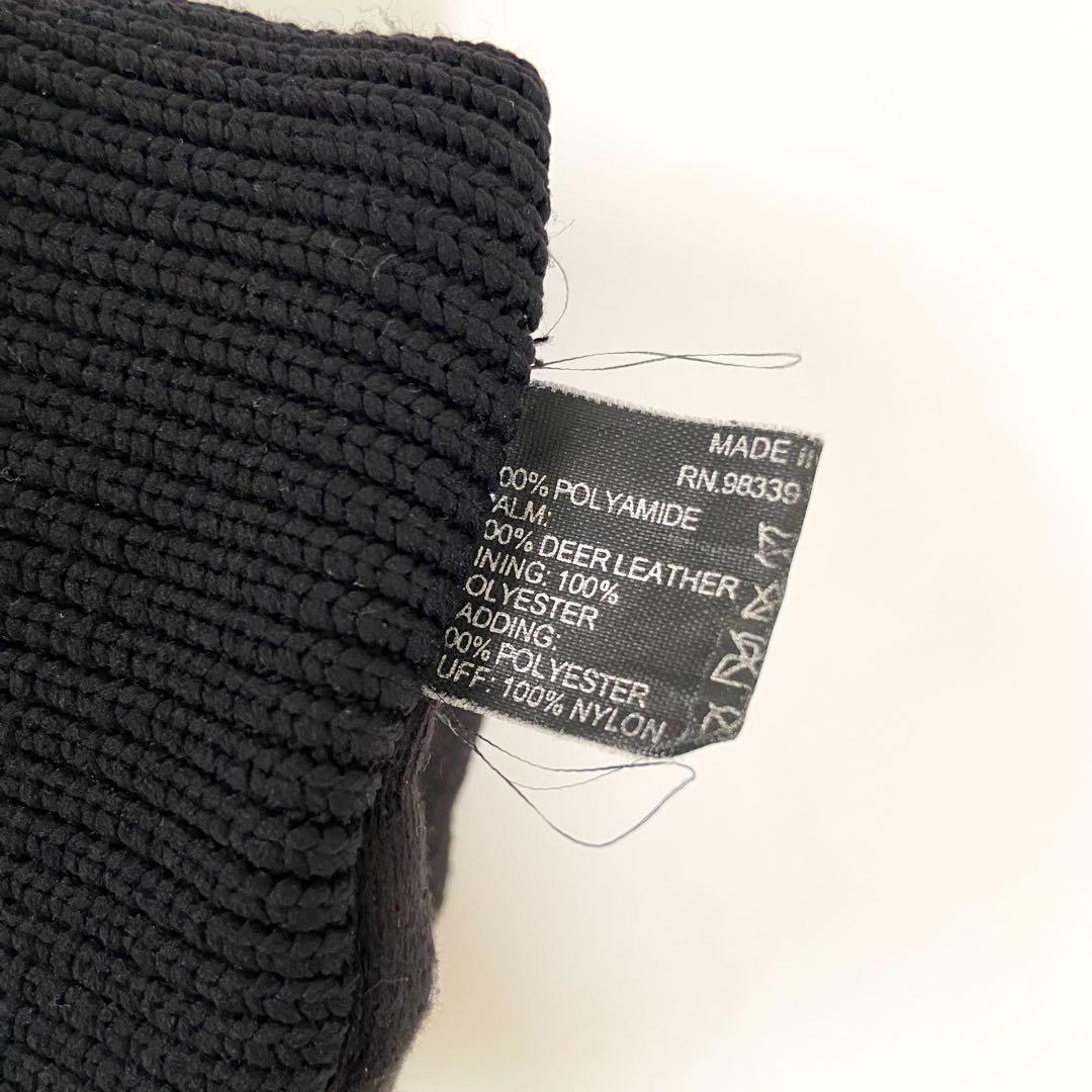 極美品　prada sport globe 耐久良　鹿レザー切り替え　中綿手袋