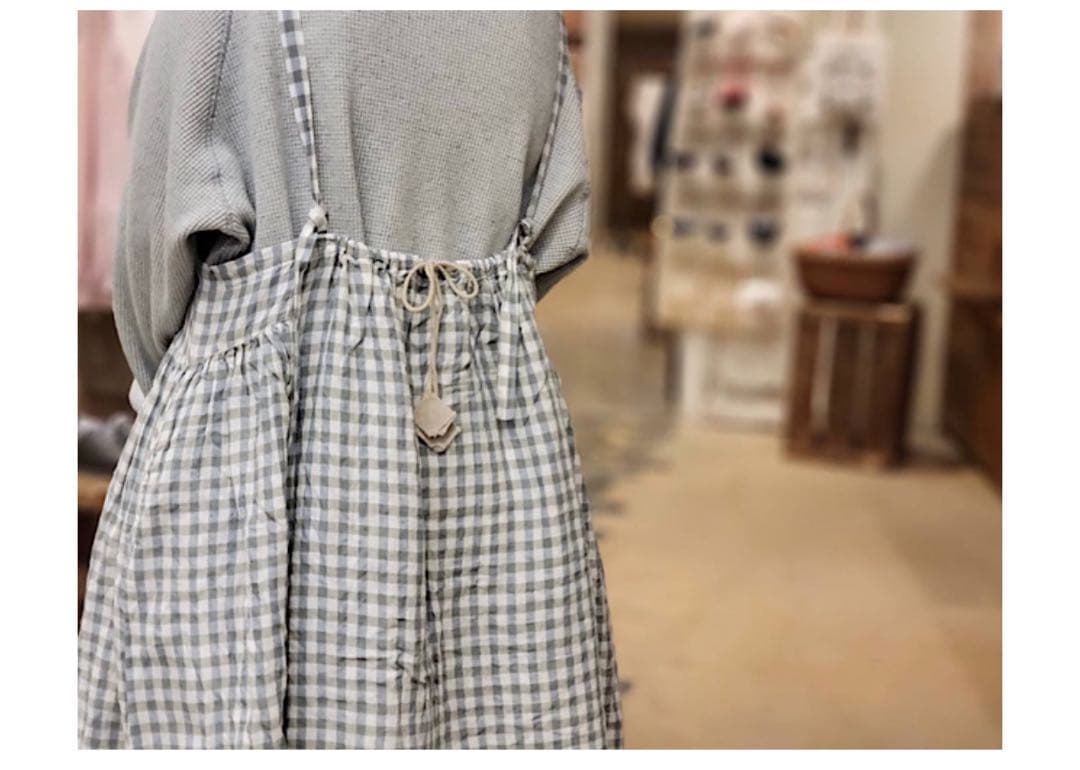 nest Robe リネンカラーギンガムタッセル吊りスカート　新品未使用タグ付き