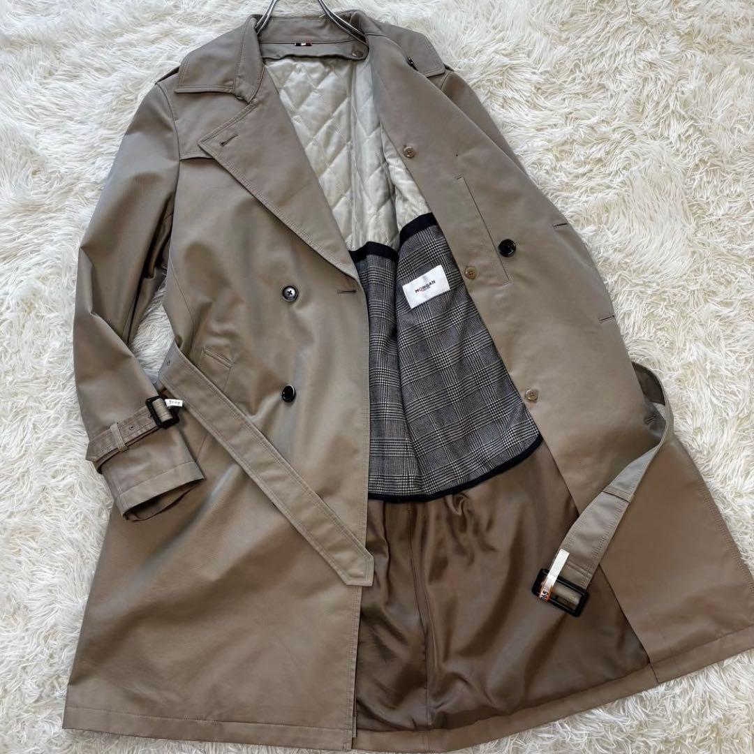 MORGAN HOMME✨未使用級　2way ライナー付トレンチコート　千鳥柄