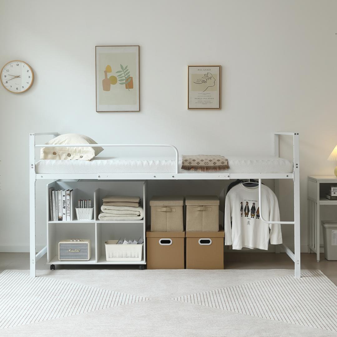 超人気【高さ110cm】ロフトベッド収納 北欧風 大人 一人暮らし　WHITE