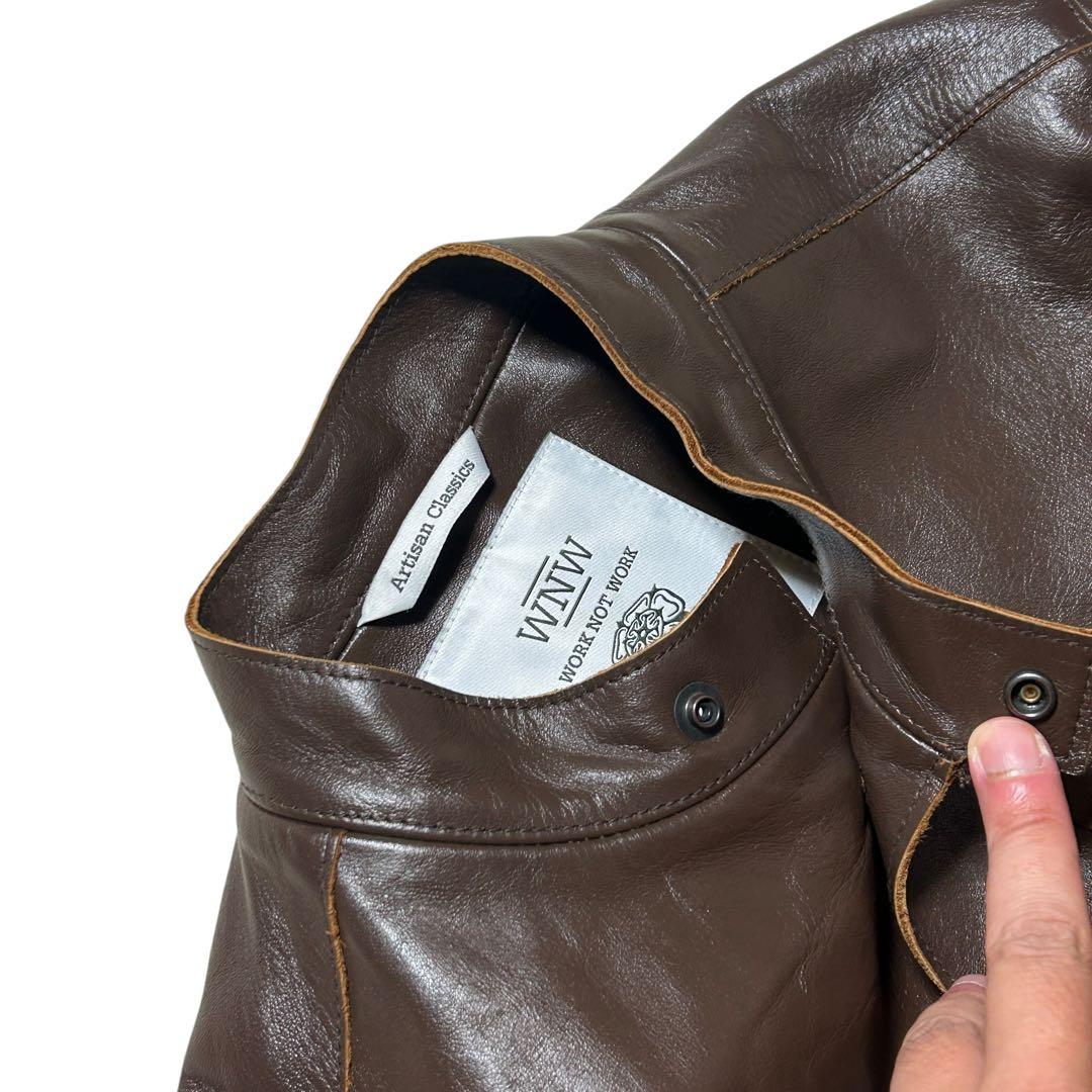 極美品　WORK NOT WORK スタンドカラー　ホースレザージャケット　M