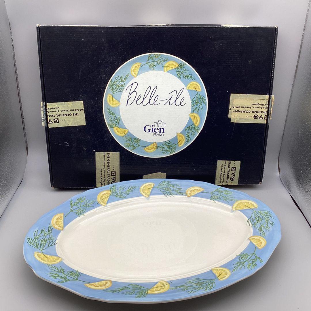 4　Gien belle ile　ジアン プレート 大皿 オーバル　展示保管品