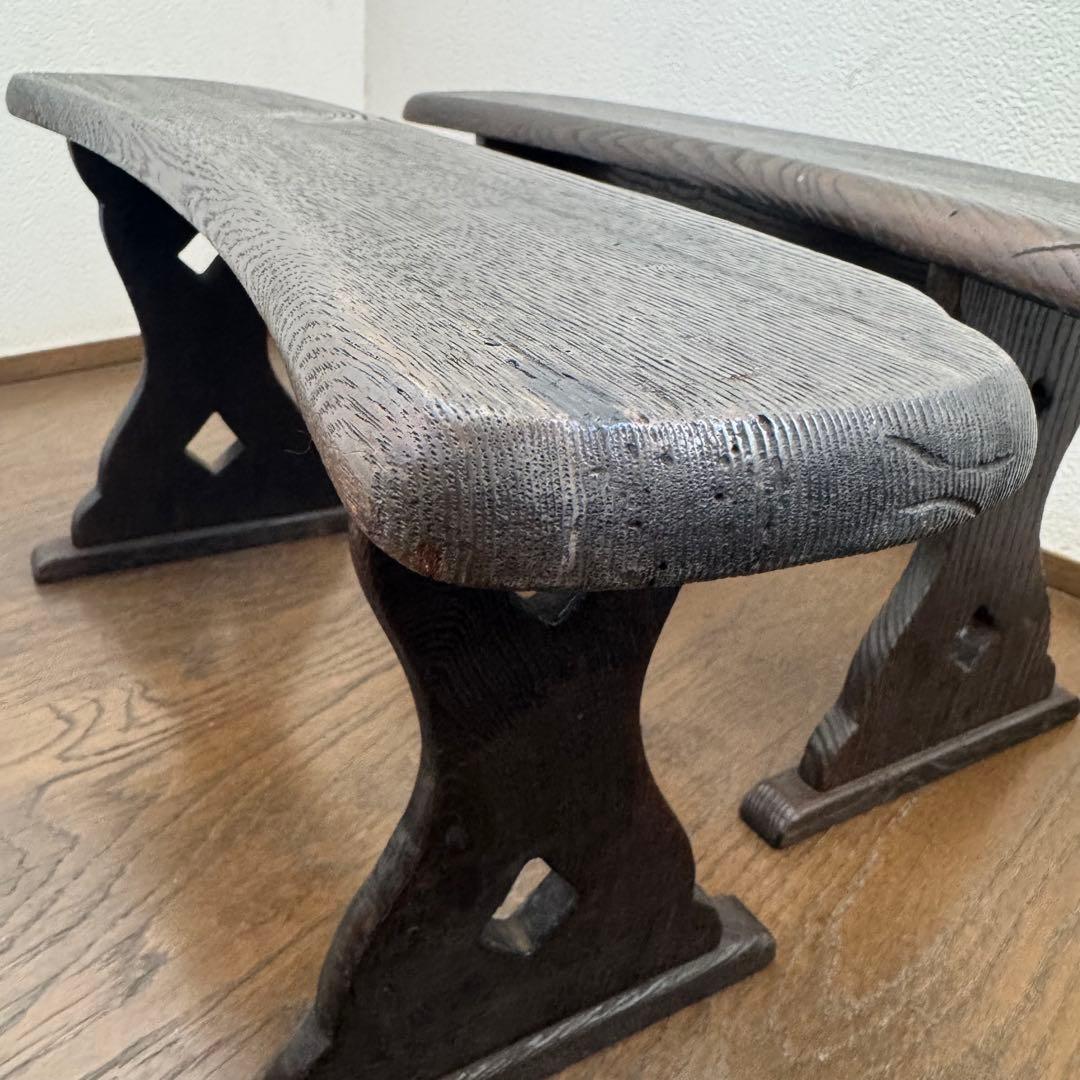 脇息 肘掛け 肘掛け 木製 透かし 2点 和風 家具 インテリア レトロ