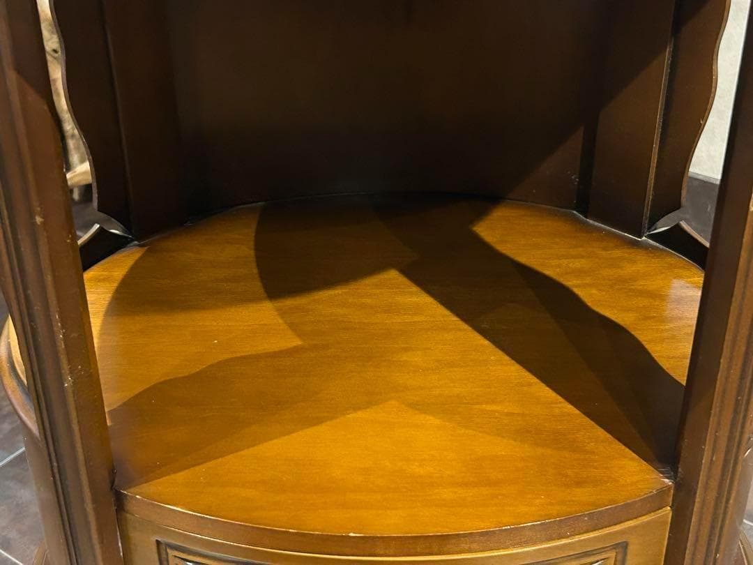 アンティーク　2段チェスト　ラウンドコンソール　クラシック　木彫　猫脚　GZ