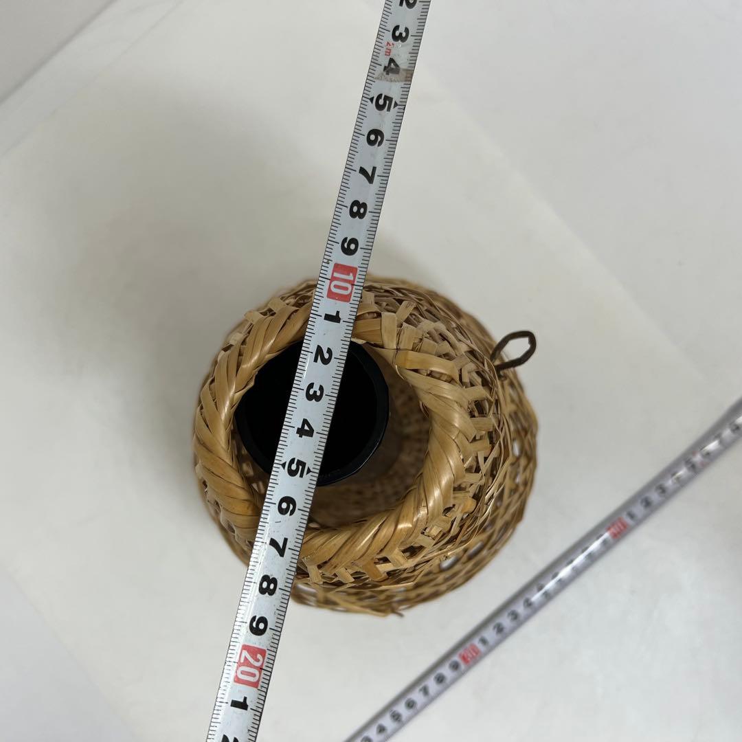 有馬籠　昭竹斎作　竹細工花籠　共箱　h22cm 東K7-1228①