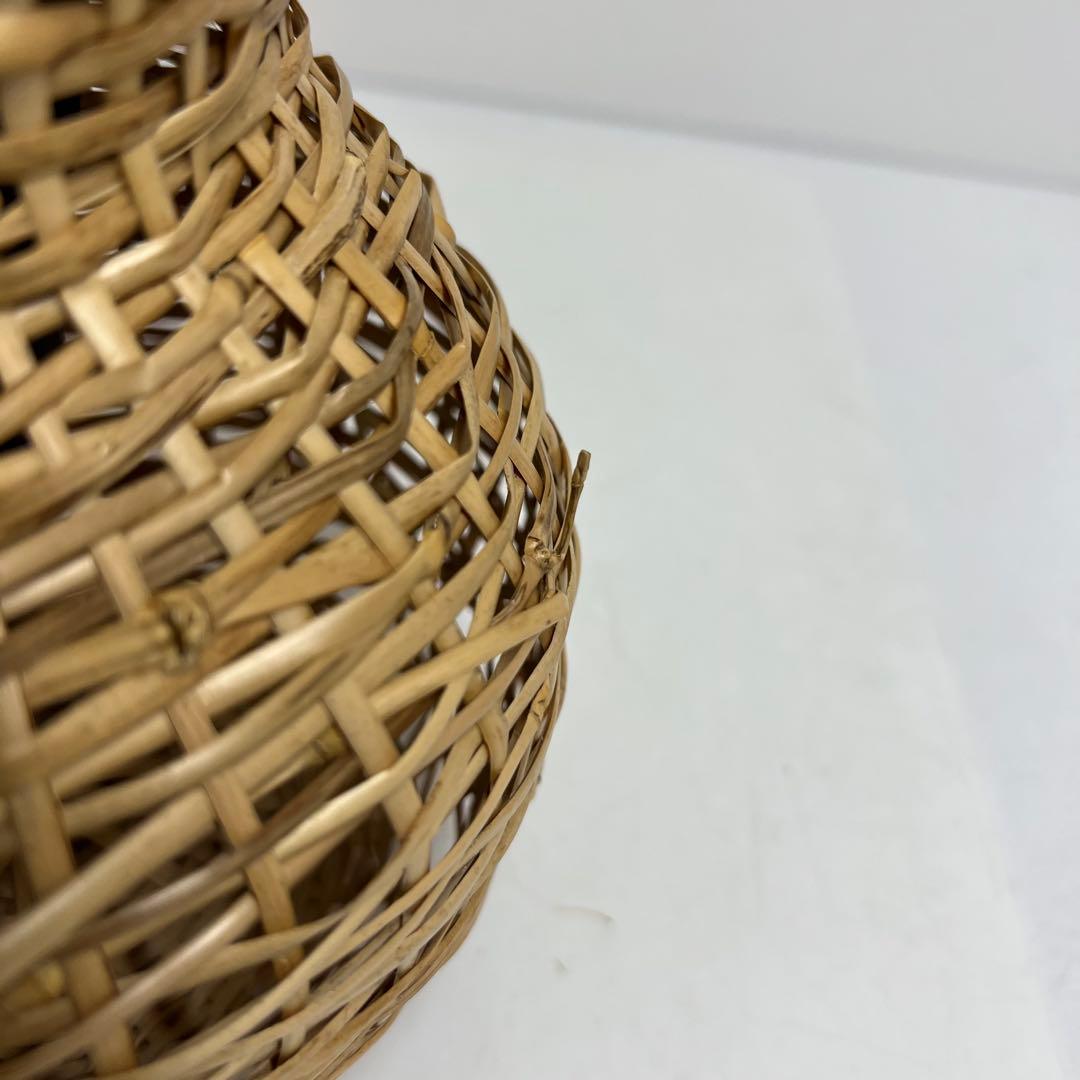 有馬籠　昭竹斎作　竹細工花籠　共箱　h22cm 東K7-1228①