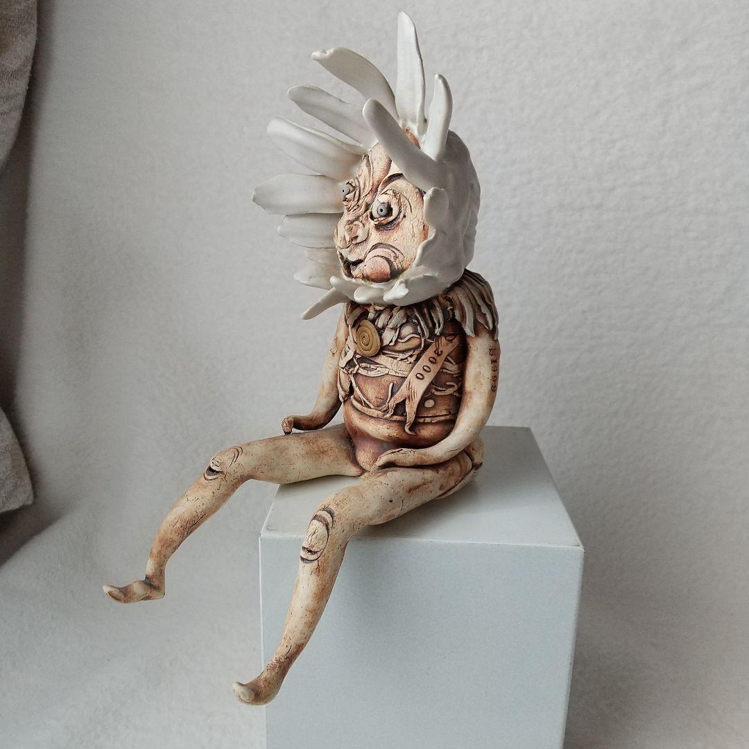 陶器人形 作家物 花とウサギの妖精 インテリア オブジェ