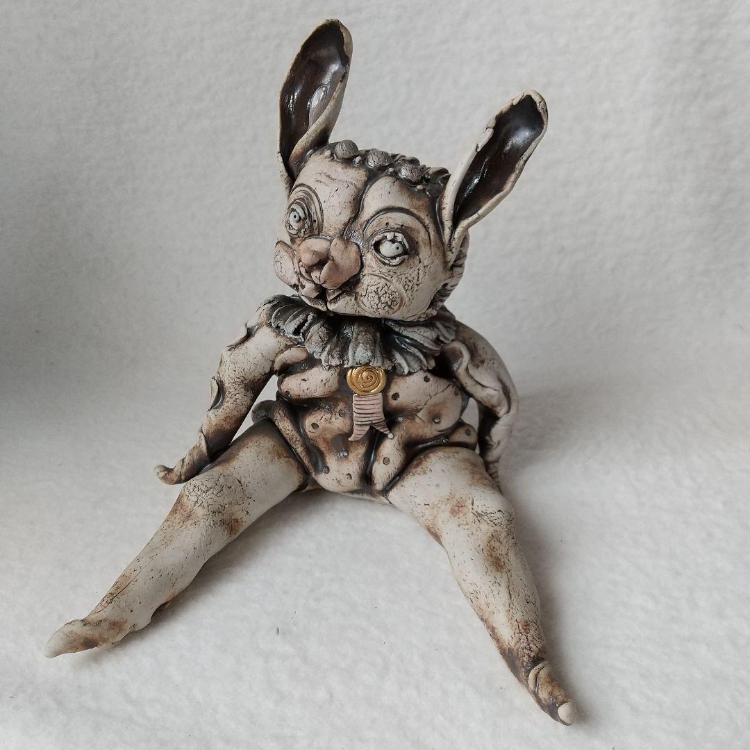 陶器人形 作家物 花とウサギの妖精 インテリア オブジェ