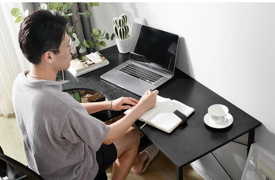 【ダークブラウン】パソコンデスク L字120cm2段ラック付 デスク木製勉強机