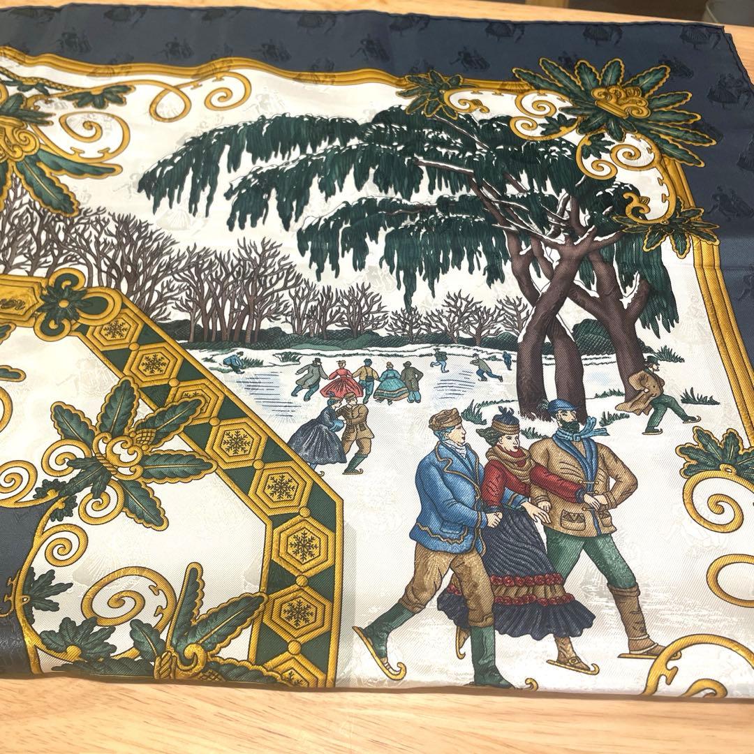 HERMES カレ90 Joies ｄ’Hiver 冬の愉しみ シルク