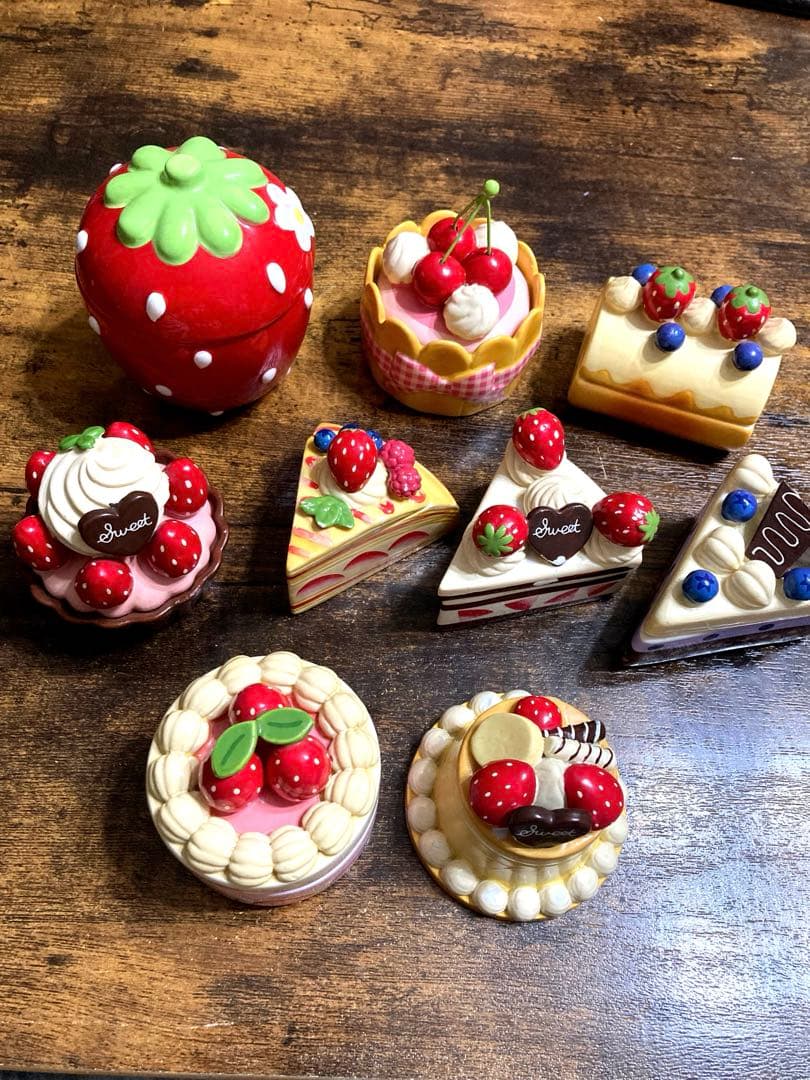 マザーガーデン☆陶器小物入れ9個セット☆ケーキ　いちご　平成レトロ