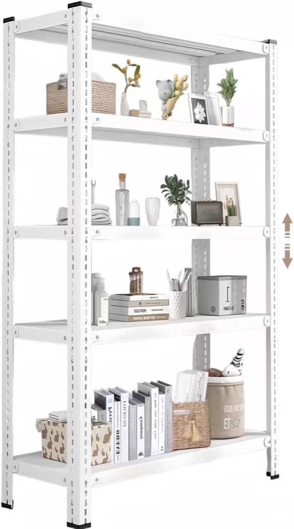 新品　スチールラック　５段　幅90㎝　ホワイト　白　本棚　シェルフ　棚