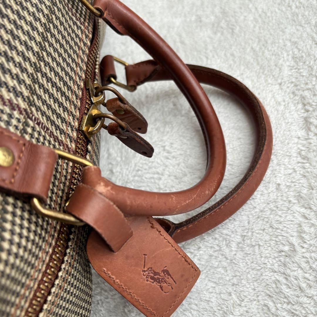 ポロラルフローレン ボストンバッグ 2WAY PVCレザー ブラウン ハンド