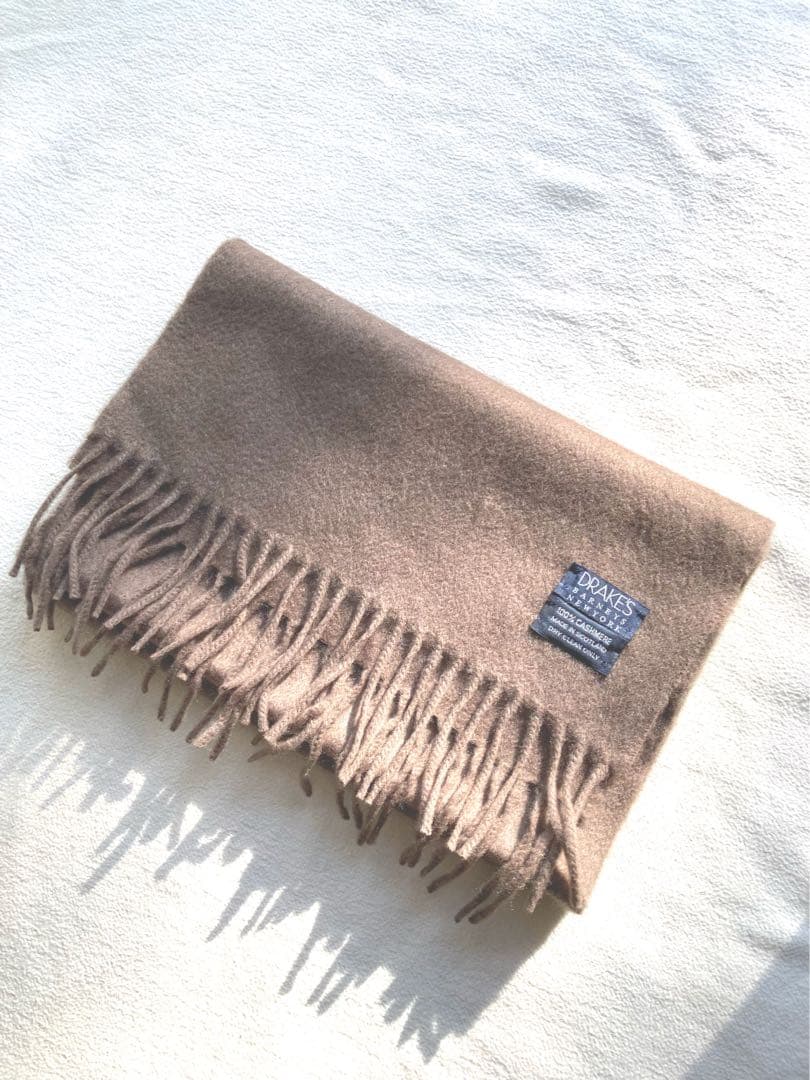 バーニーズニューヨーク別注　ドレイクス　カシミヤ100 マフラー　ブラウン　美品