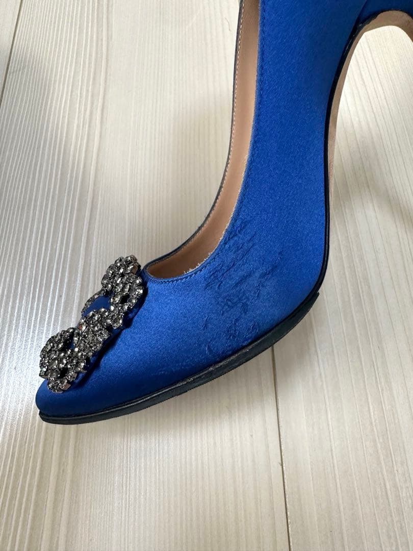 マノロブラニク パンプス ハンギシ ブルー サテン 36 23cm