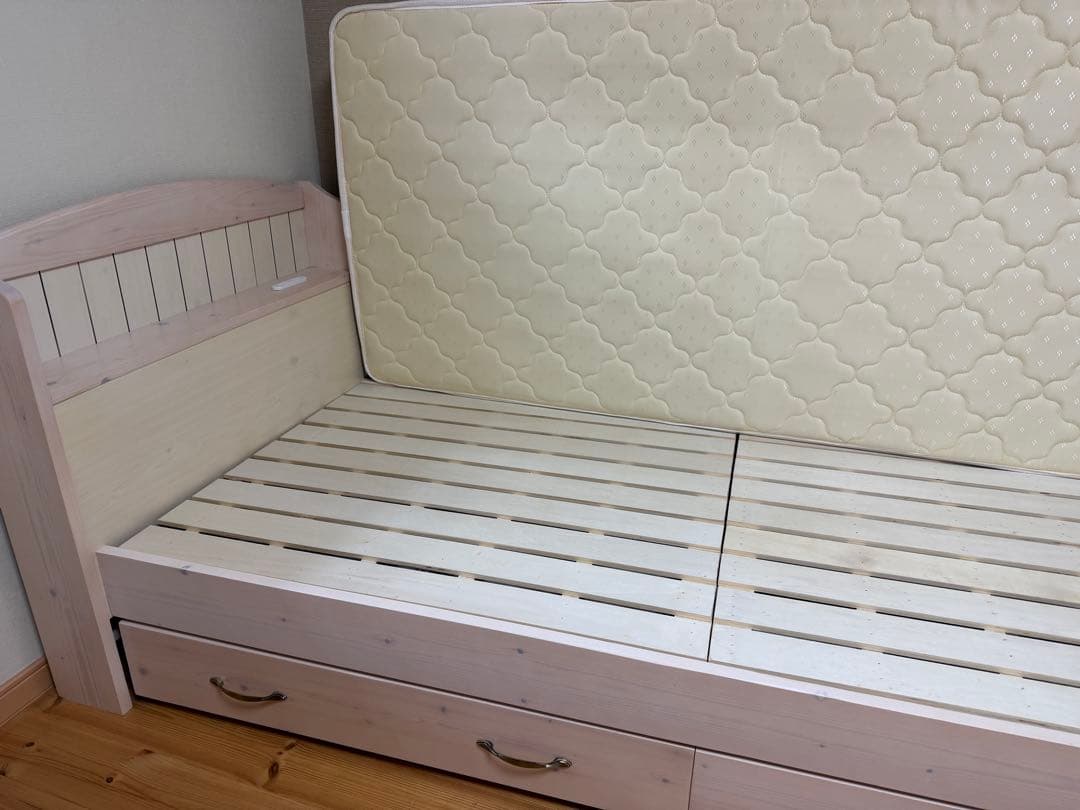 収納付ベッド セミシングル 電源付 Reineすのこ マットレス付