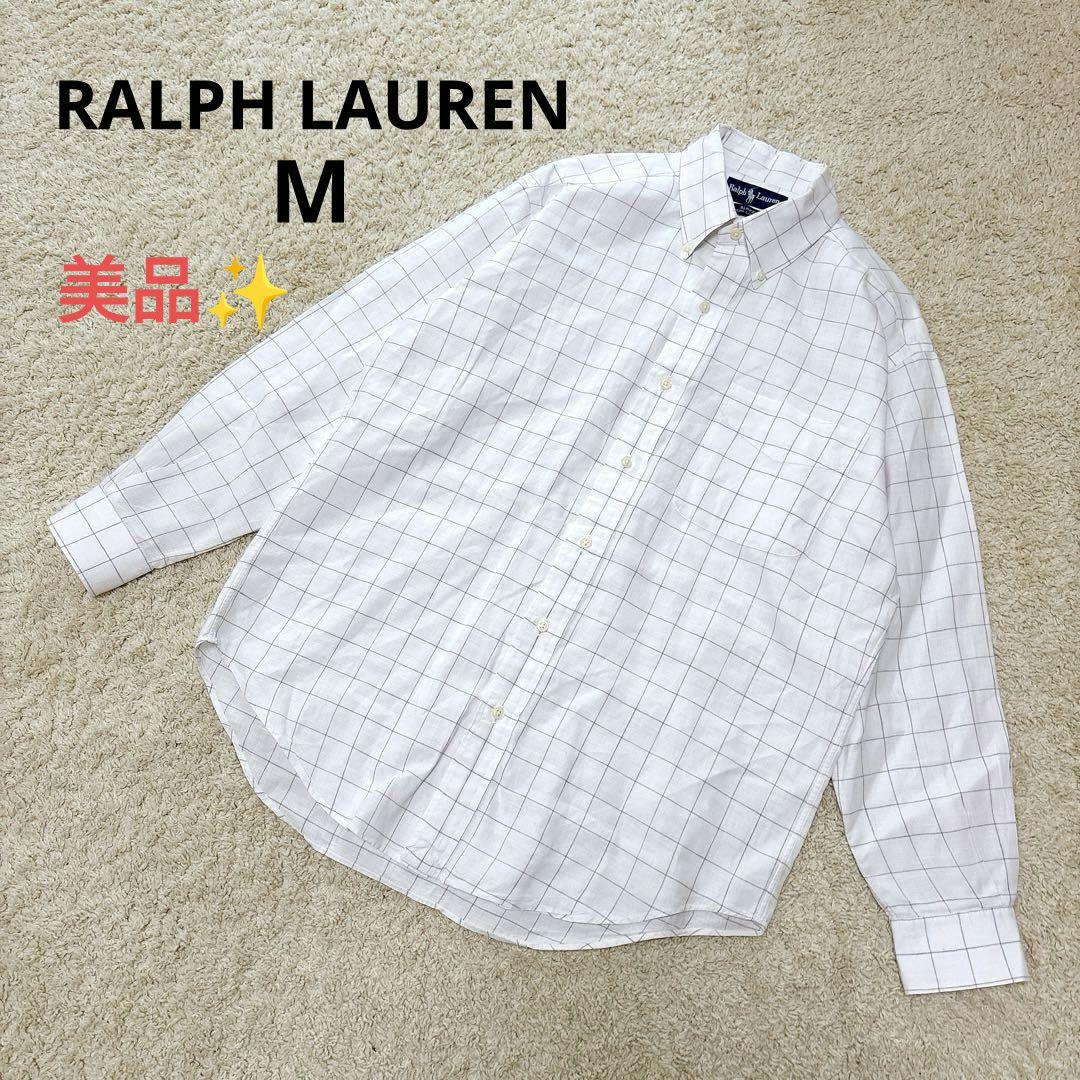 ラルフローレン 90s ヴィンテージ リネン100長袖シャツ ブレイク チェック