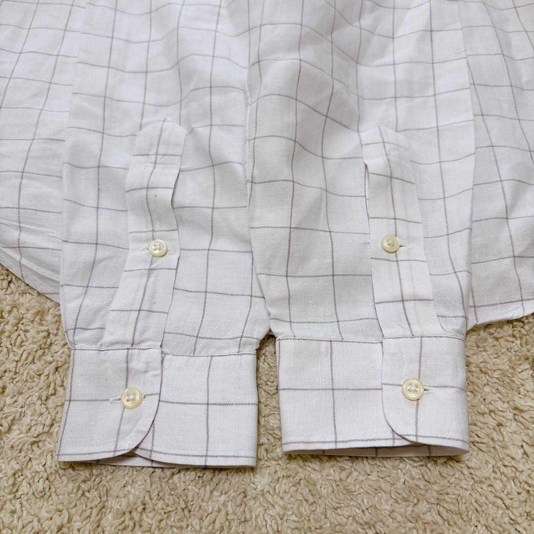 ラルフローレン 90s ヴィンテージ リネン100長袖シャツ ブレイク チェック