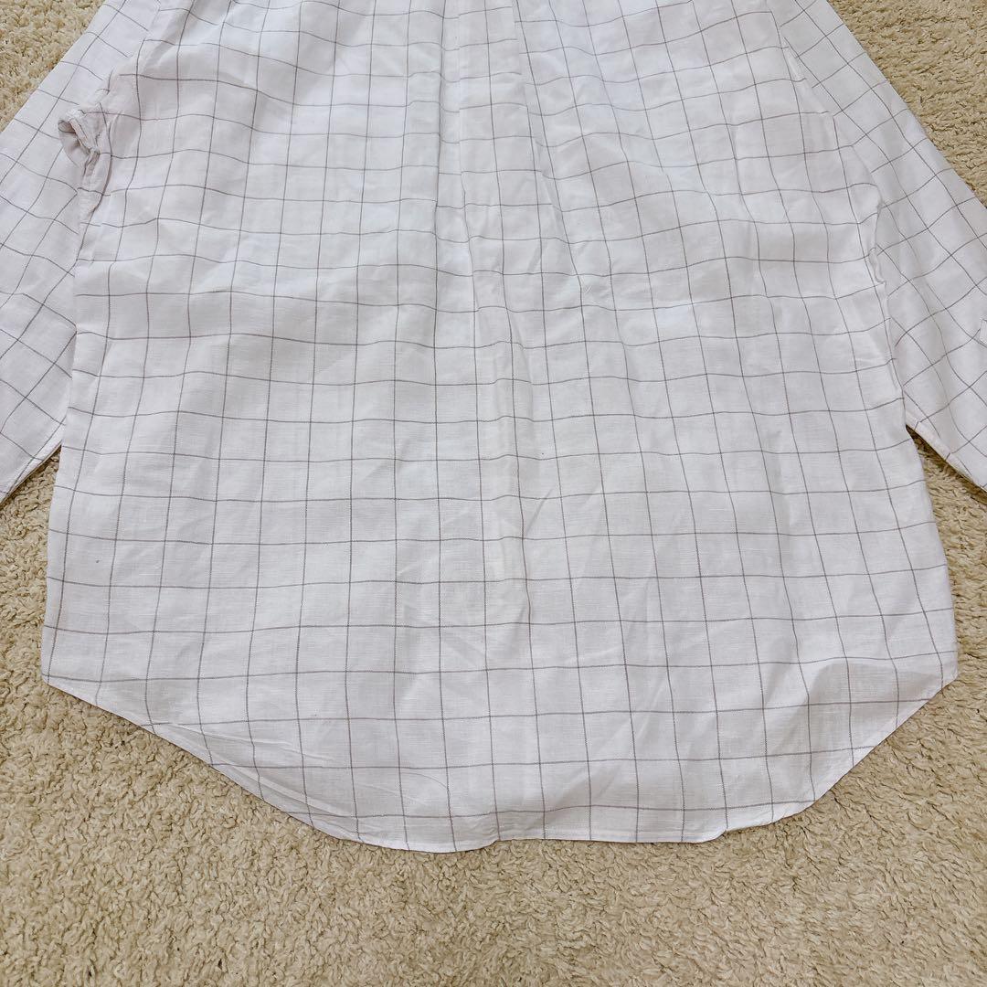 ラルフローレン 90s ヴィンテージ リネン100長袖シャツ ブレイク チェック